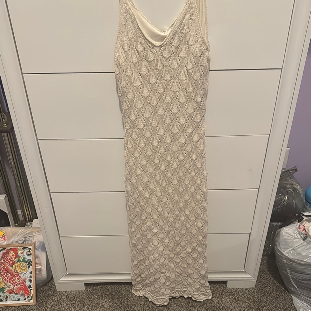 Freshman 1996 Cream Sequin Maxi Dress with Cowl Neck